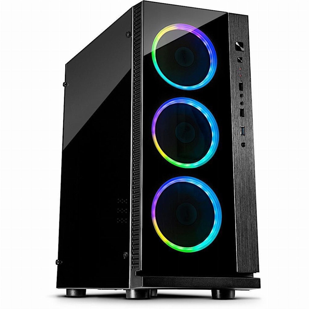 Midi Inter-Tech W-III RGB Tower black | RGB Beleuchtung mit Fernbedienung