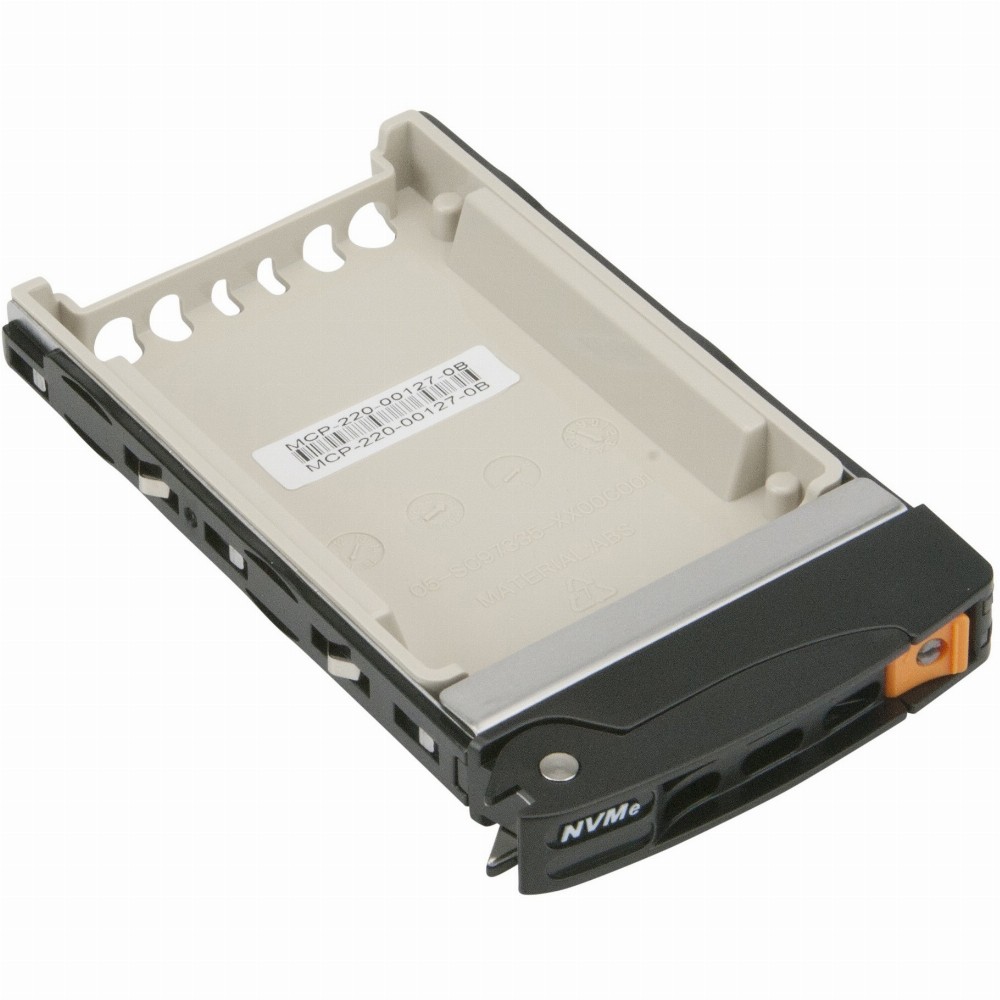 Server Supermicro MCP-220-00127-0B Black Gen-3 2.5 NVMe Drive Tray, Orange Tab with Lock