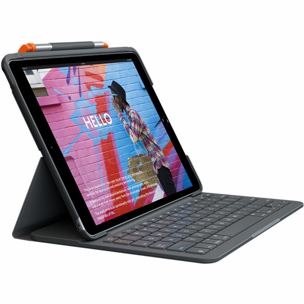 Logitech Slim Folio Bluetooth Tastatur und Schutzhülle iPad 7. Gen Gray