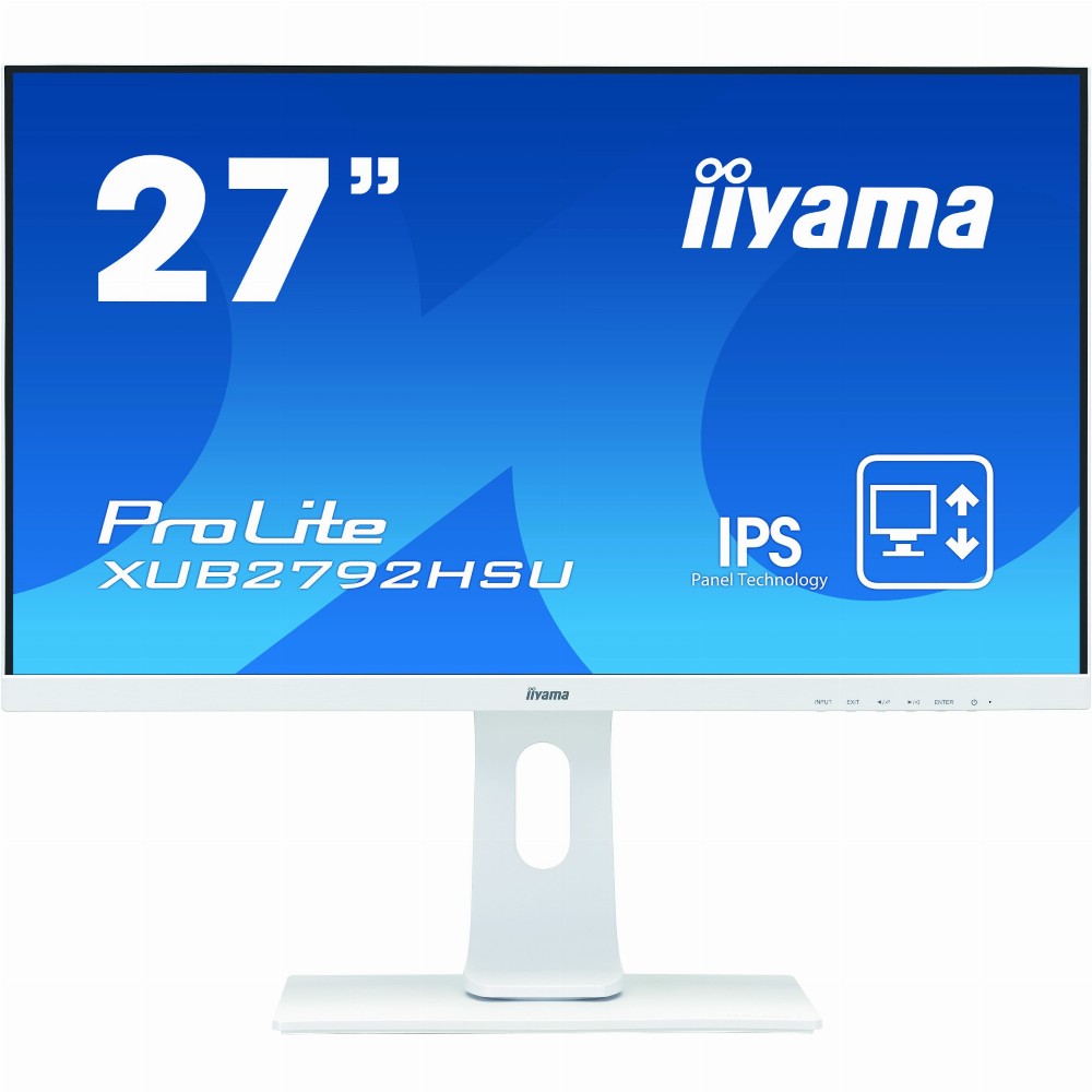 68,6cm/27'' (1920x1080) Iiyama ProLite XUB2792HSU-W1 4ms 16:9 DisplayPort VGA HDMI VESA Pivot Speaker Full HD White