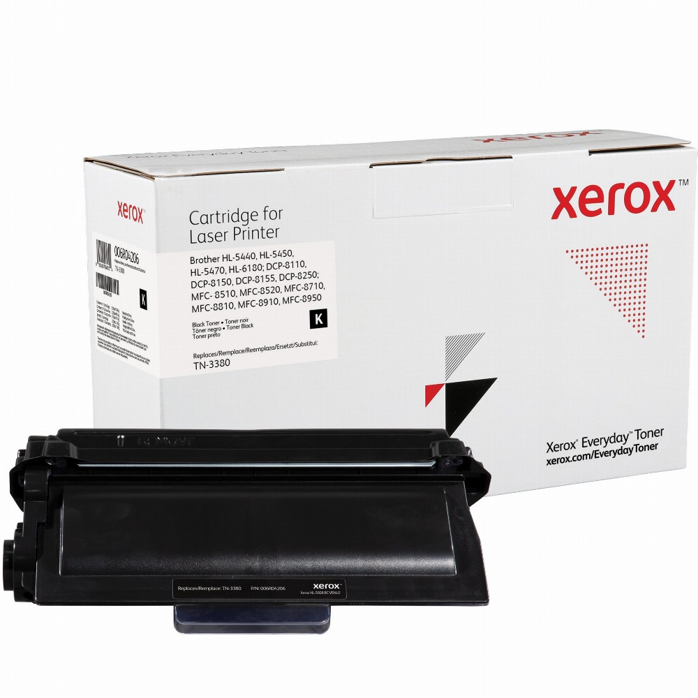 TON Xerox Everyday Toner Black cartridge equivalent to Brother TN-3380 for use in: Brother HL-5440, HL-5450, HL-5470, HL-6180; DCP-8110, DCP-8150, DC0