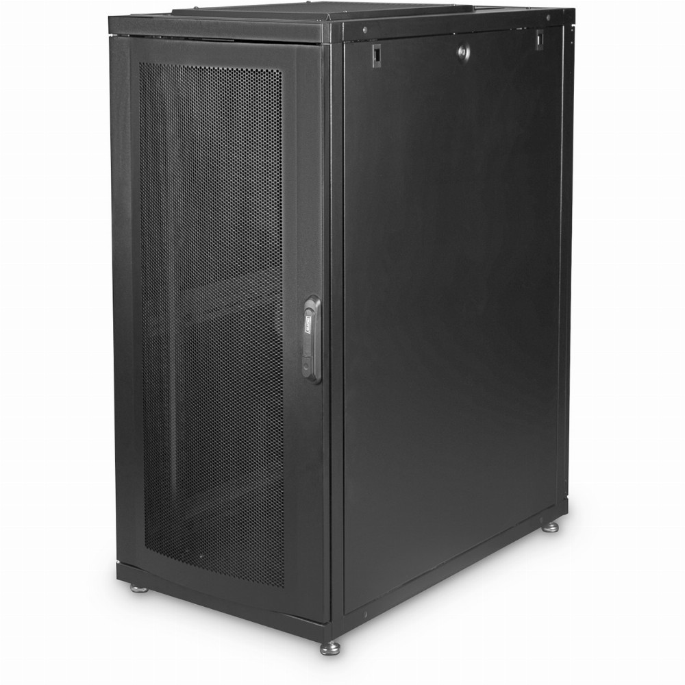 Serverschrank 19" 26HE Digitus 1260x600x1000 mm, Farbe black (RAL 9005), perforierte Tür