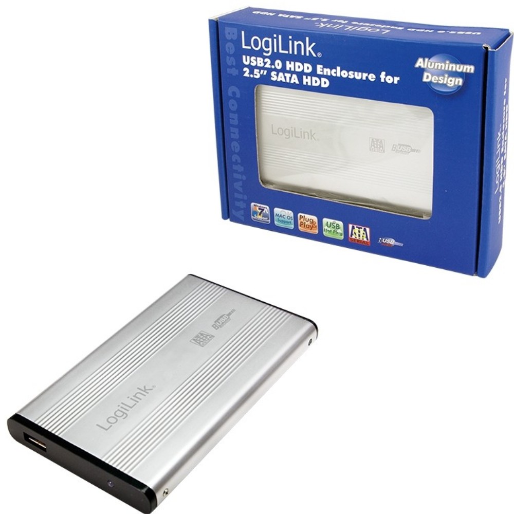 6cm SATA USB2 LogiLink Alu silver