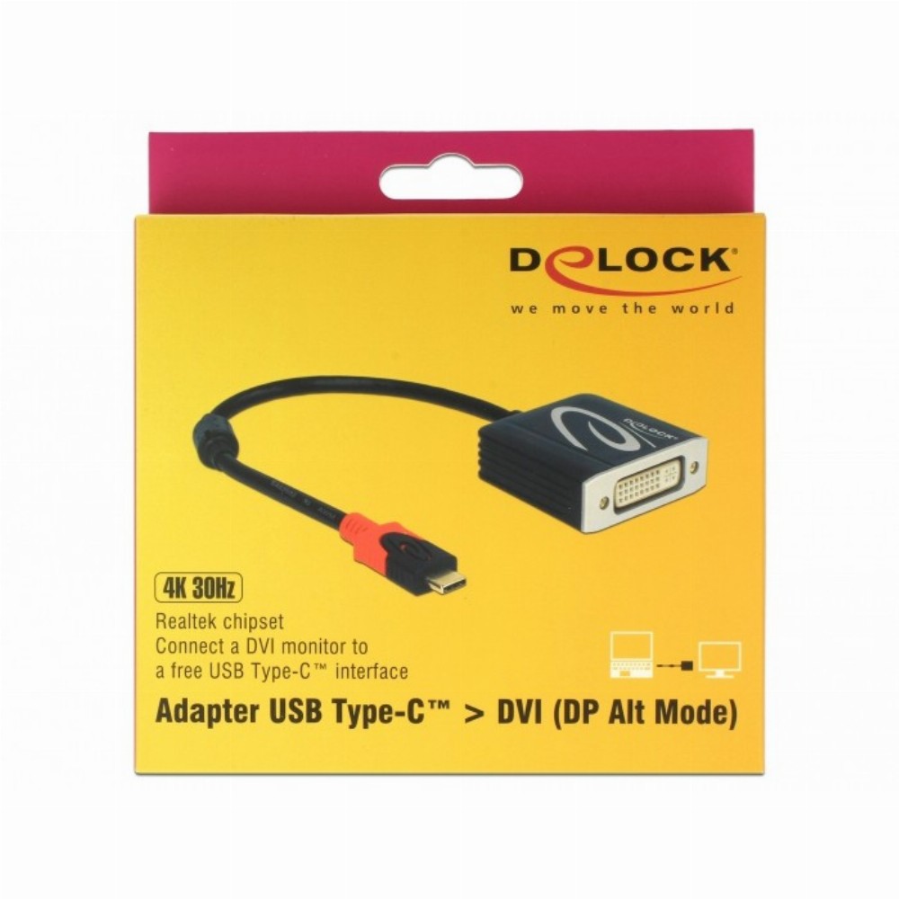 KAB USB C > Adapter DVI Buchse schwarz DP-Alt Mode Delock