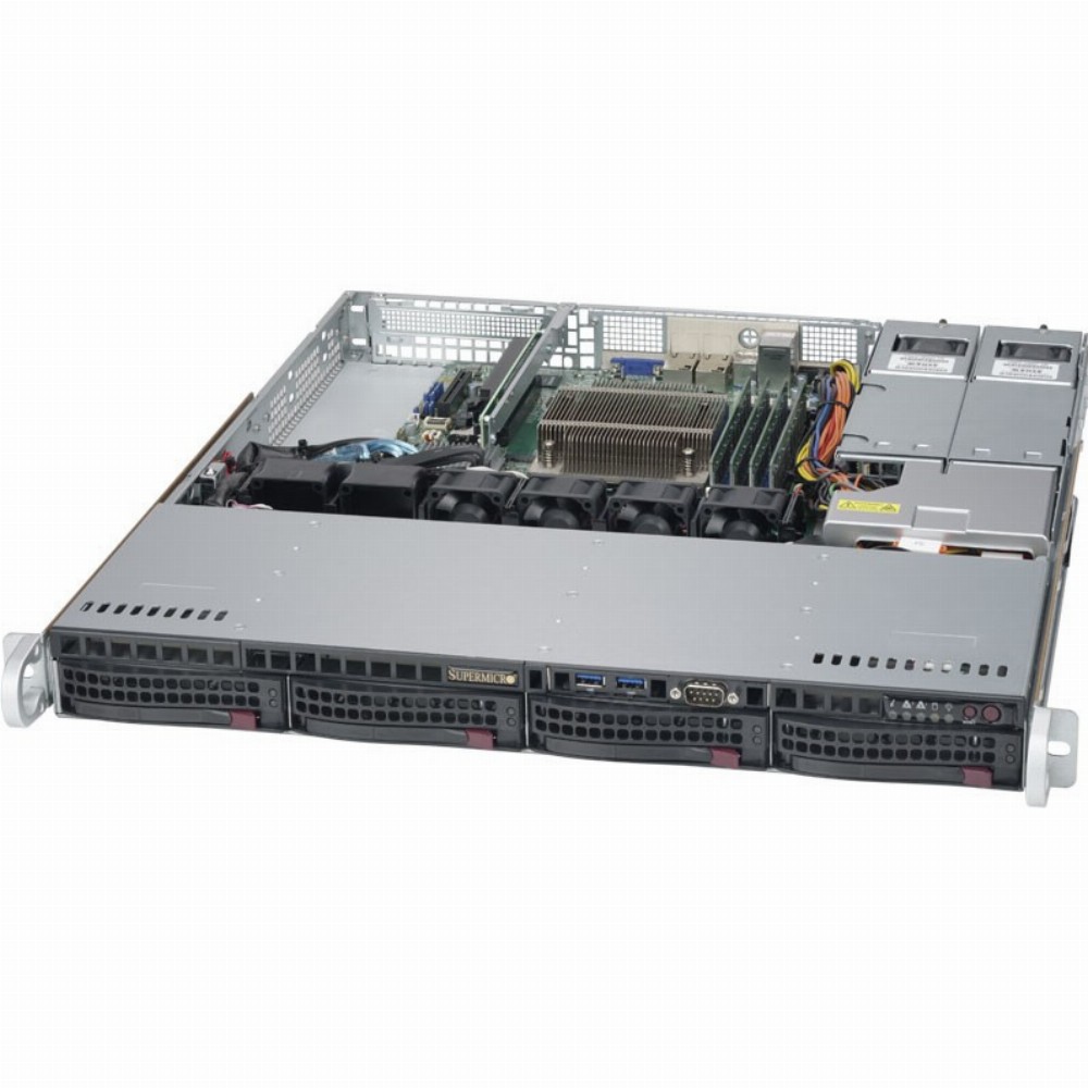Barebone Server 1 U Single 1151; 4 Hot-swap 3.5"; 350W Platinum; SuperServer 5019S-MT