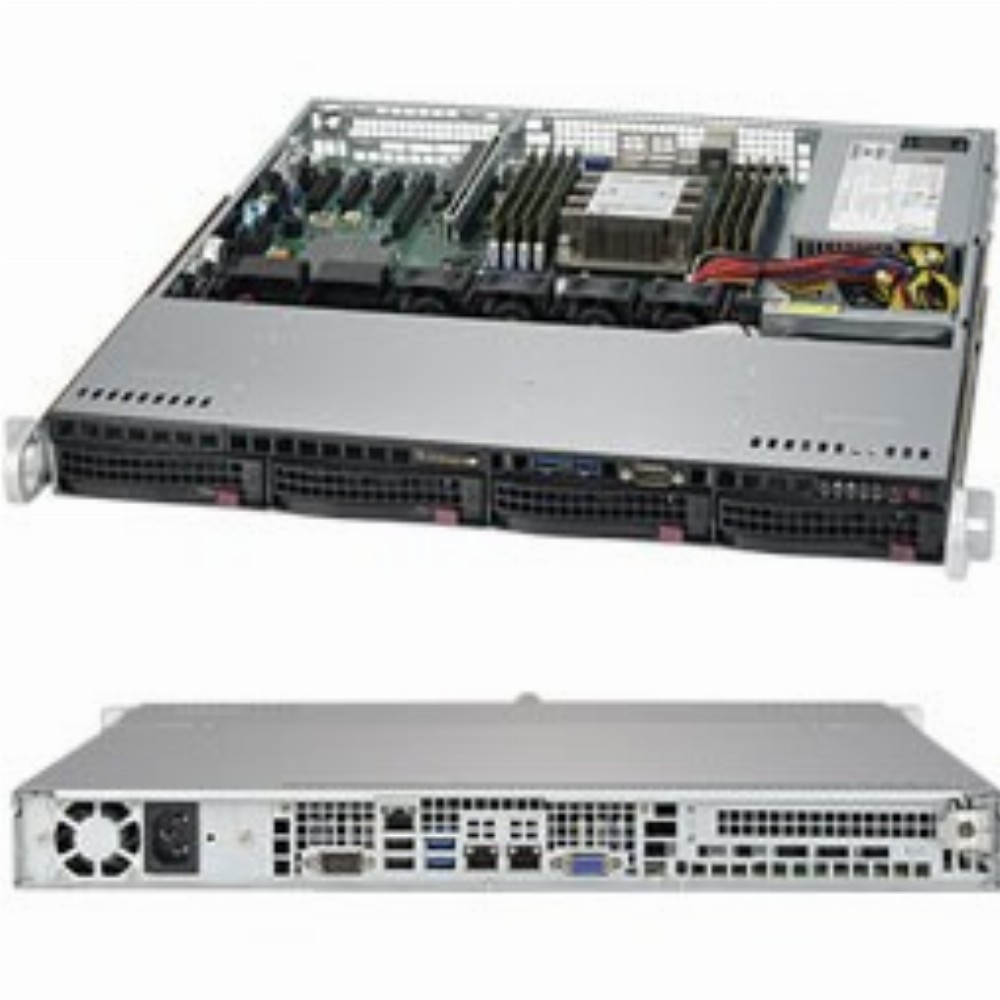 Barebone Server 1 U Single 3647; 4 Hot-swap 3.5"; 350W Platinum; SuperServer 5019P-MT