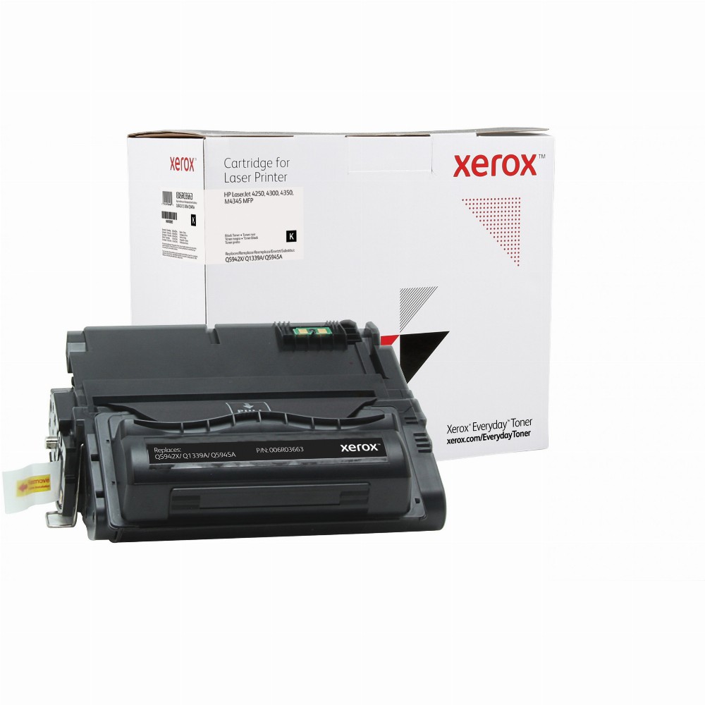 TON Xerox Everyday Toner Black cartridge equivalent to HP 42X / 39A / 45A for use in: HP LaserJet 4250, 4300, 4350, M4345 MFP (Q5942X)