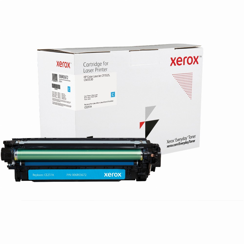 TON Xerox Cyan Toner Cartridge equivalent to HP 504A for use in Color LaserJet CP3525, CM3530 (CE251A)