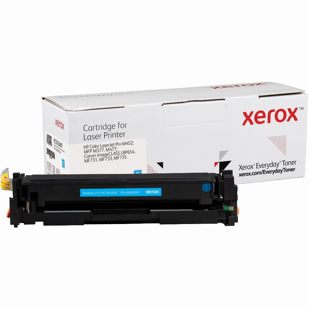 TON Xerox Cyan Toner Cartridge equivalent to HP 410A for use in Color LaserJet Pro M452; MFP M377, M477; Canon imageCLASS LBP654, MF731 (CF411A)