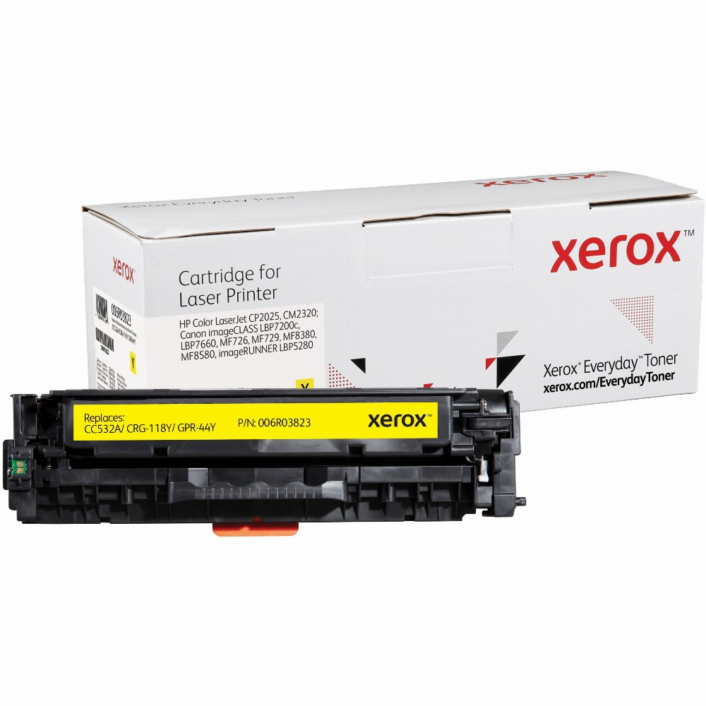 TON Xerox Yellow Toner Cartridge equivalent to HP 304A for use in Color LaserJet CP2025, CM2320; Canon LBP7200c, LBP7660, MF726, MF729 (CC532A)