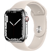 Apple Watch Series 7 Edelstahl 45mm Cellular Silber (Sportarmband sternenlicht) *NEW*
