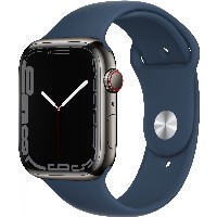 Apple Watch Series 7 Edelstahl 45mm Cellular Graphite (Sportarmband abyssblau) *NEW*