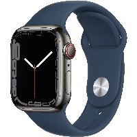 Apple Watch Series 7 Edelstahl 41mm Cellular Graphite (Sportarmband abyssblau) *NEW*