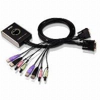 KVM Cable Switch 2-Port USB DVI KVM Switch with Au